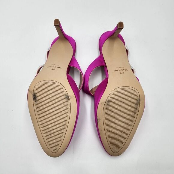*NWOB Cole Haan Gabbie fuchsia Pink satin jeweled Mule 7.5B - Picture 9 of 11